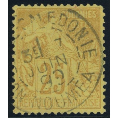 Alphée Dubois YT 53 - 25 c. jaune-bistre - Oblitere cote 7,5 euro