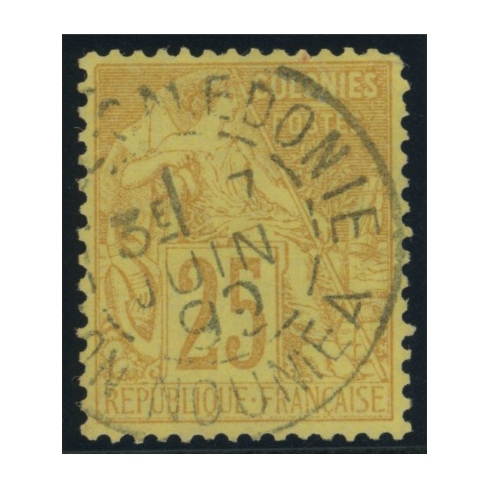 Alphée Dubois YT 53 - 25 c. jaune-bistre - Oblitere cote 7,5 euro