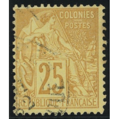 Alphée Dubois YT 53 - 25 c. jaune-bistre - Oblitere cote 7,5 euro