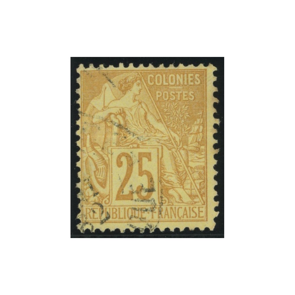 Alphée Dubois YT 53 - 25 c. jaune-bistre - Oblitere cote 7,5 euro