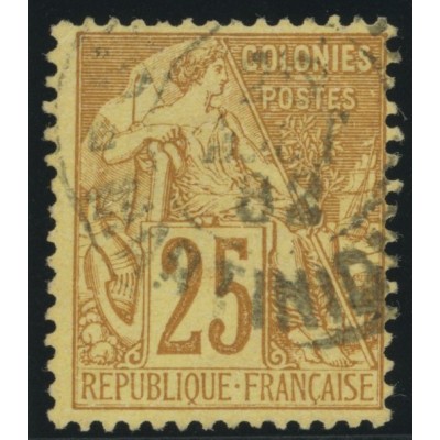 Alphée Dubois YT 53 - 25 c. jaune-bistre - Oblitere cote 7,5 euro