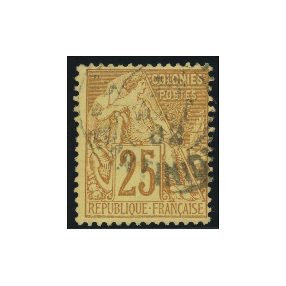 Alphée Dubois YT 53 - 25 c. jaune-bistre - Oblitere cote 7,5 euro