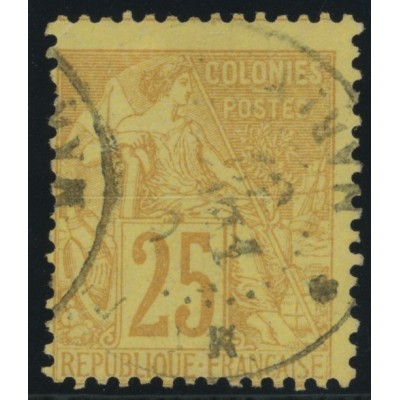 Alphée Dubois YT 53 - 25 c. jaune-bistre - Oblitere cote 7,5 euro
