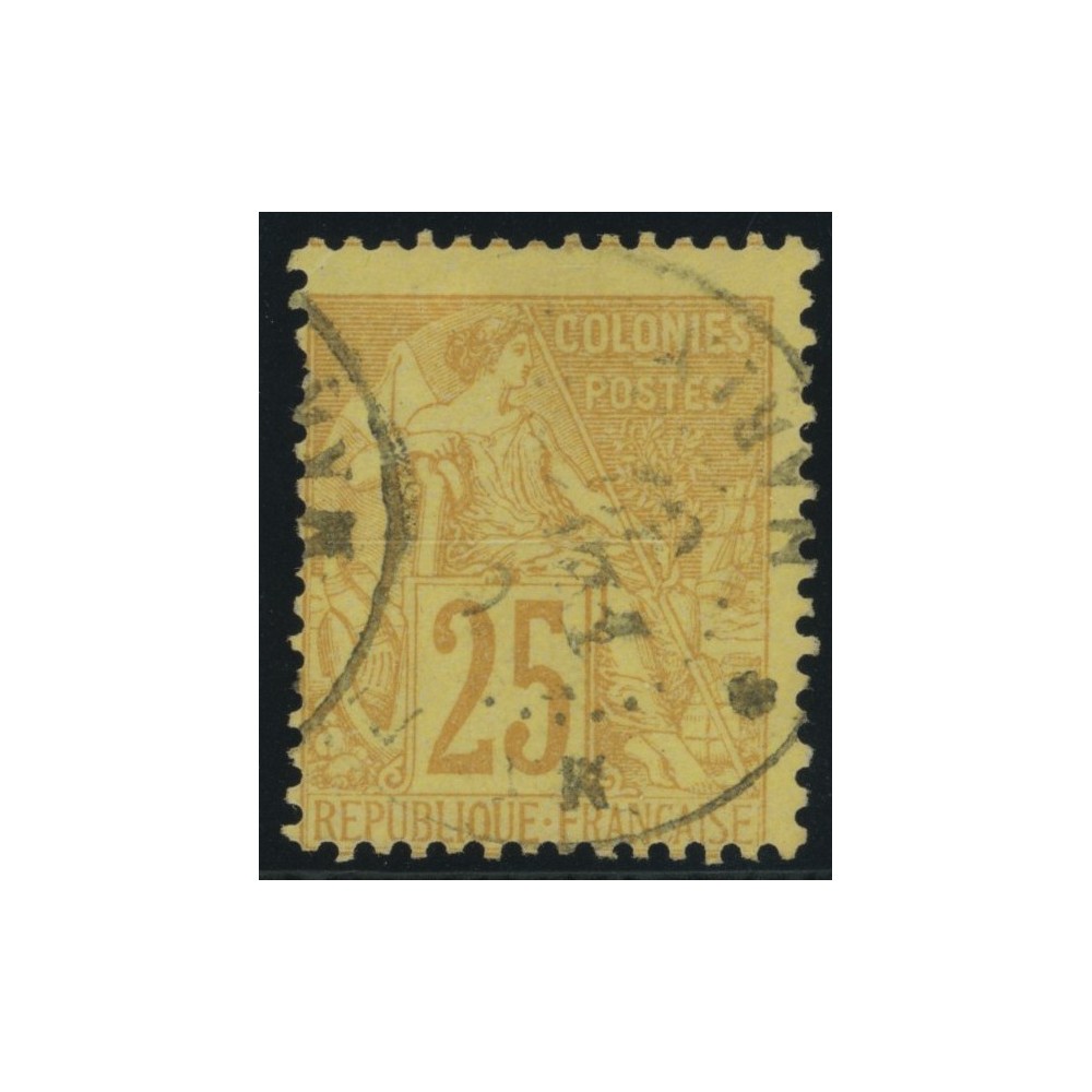 Alphée Dubois YT 53 - 25 c. jaune-bistre - Oblitere cote 7,5 euro