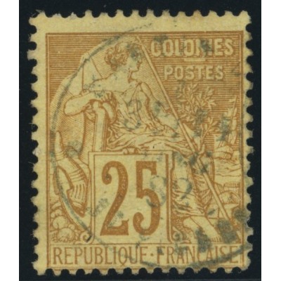 Alphée Dubois YT 53 - 25 c. jaune-bistre - Oblitere cote 7,5 euro