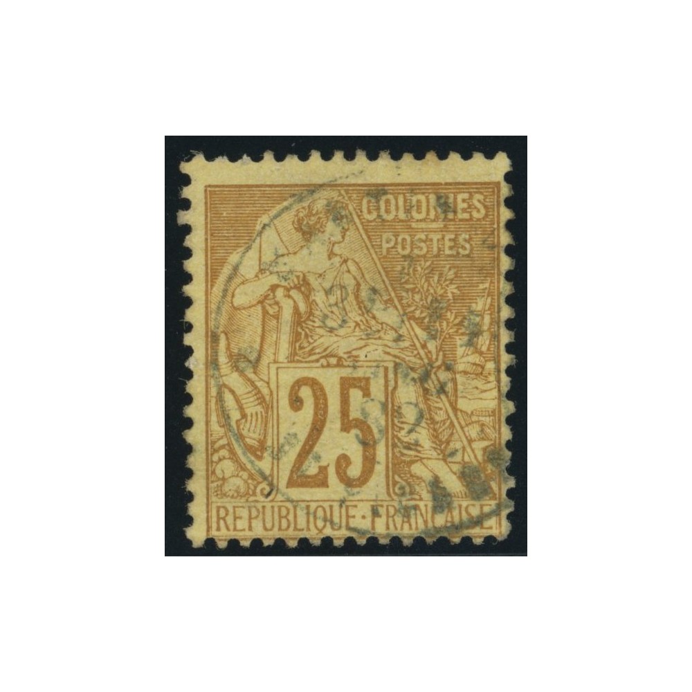 Alphée Dubois YT 53 - 25 c. jaune-bistre - Oblitere cote 7,5 euro