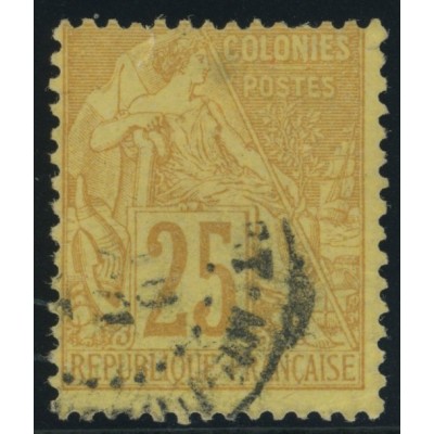 Alphée Dubois YT 53 - 25 c. jaune-bistre - Oblitere cote 7,5 euro