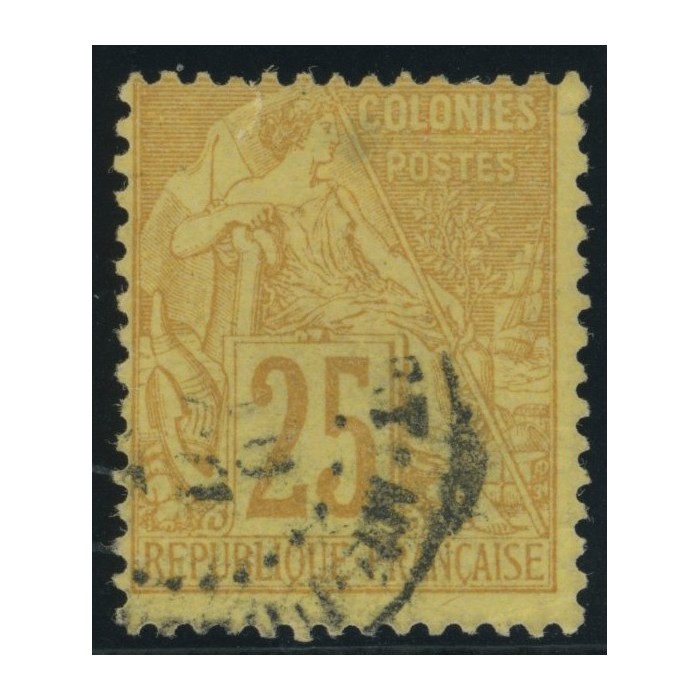 Alphée Dubois YT 53 - 25 c. jaune-bistre - Oblitere cote 7,5 euro
