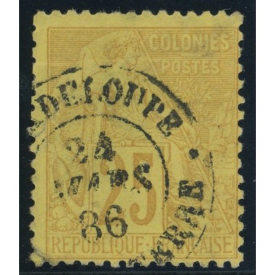 Alphée Dubois YT 53 - 25 c. jaune-bistre - Oblitere cote 7,5 euro
