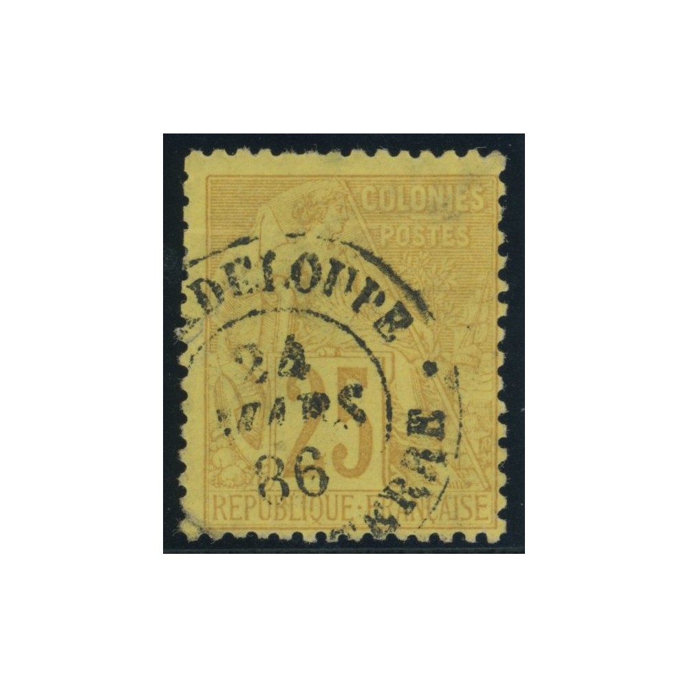 Alphée Dubois YT 53 - 25 c. jaune-bistre - Oblitere cote 7,5 euro