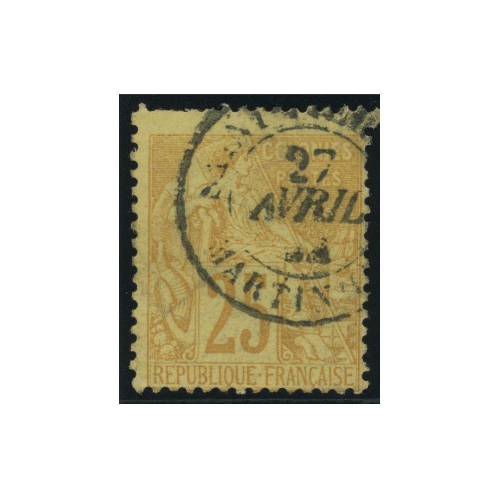 Alphée Dubois YT 53 - 25 c. jaune-bistre - Oblitere cote 7,5 euro