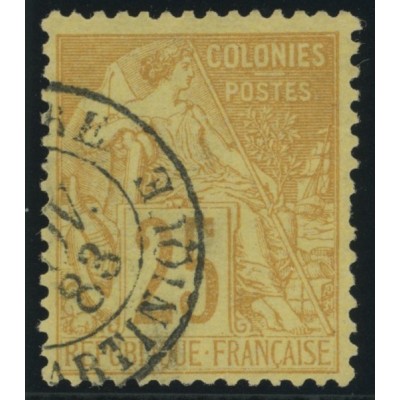 Alphée Dubois YT 53 - 25 c. jaune-bistre - Oblitere cote 7,5 euro