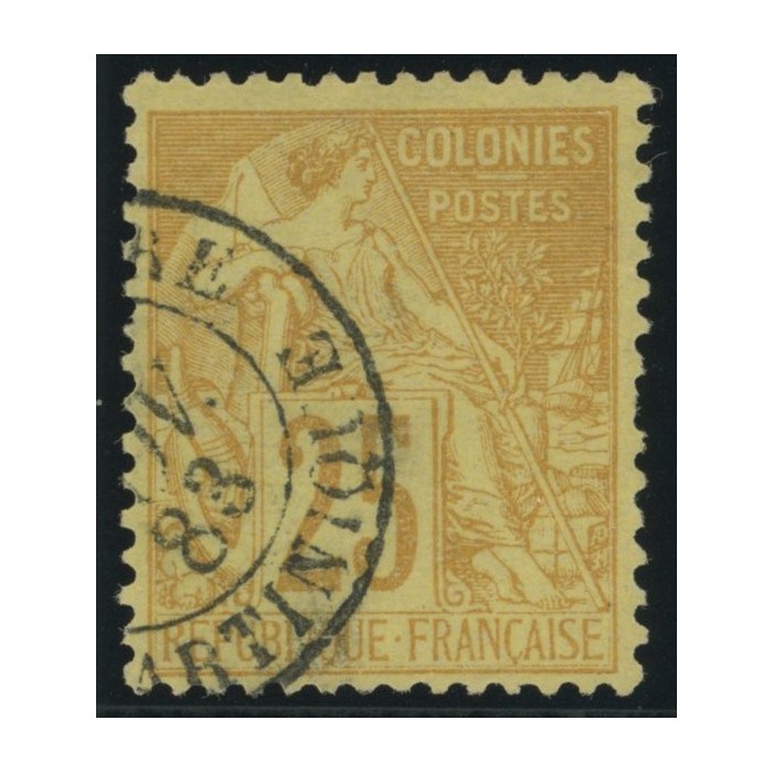 Alphée Dubois YT 53 - 25 c. jaune-bistre - Oblitere cote 7,5 euro