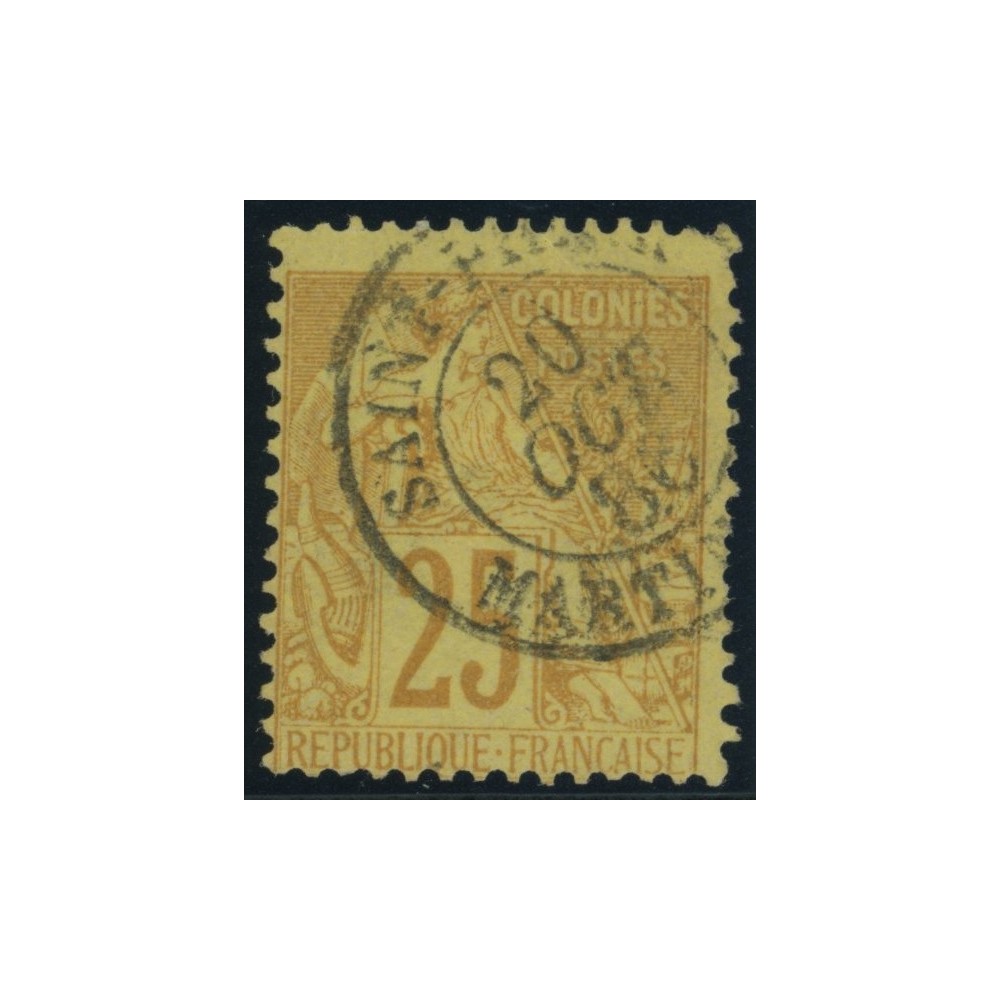 Alphée Dubois YT 53 - 25 c. jaune-bistre - Oblitere cote 7,5 euro