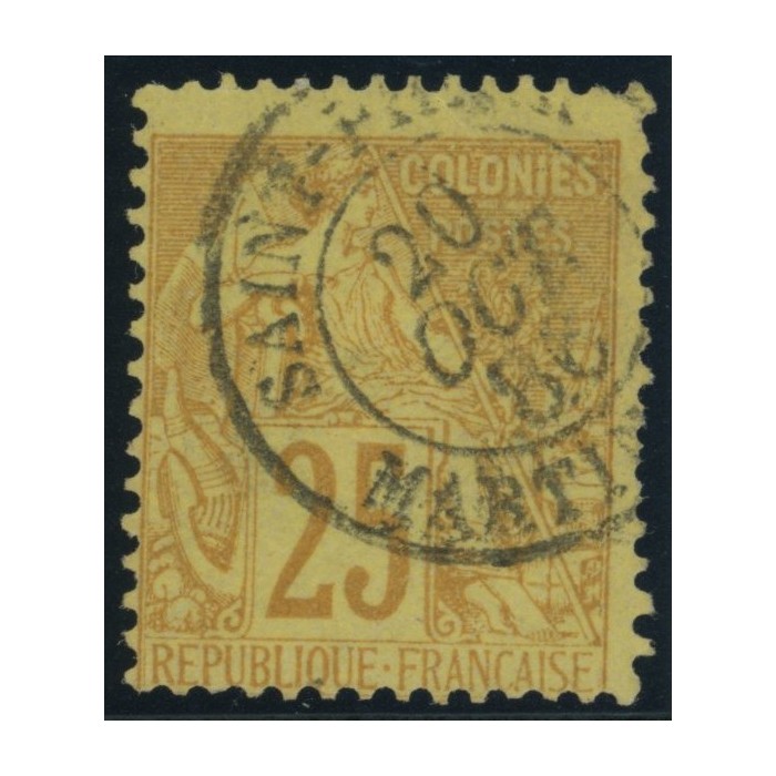 Alphée Dubois YT 53 - 25 c. jaune-bistre - Oblitere cote 7,5 euro