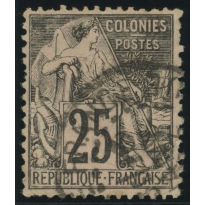 Alphée Dubois YT 54 - 25 c. noir s. rose - Oblitere cote 4,5 euro