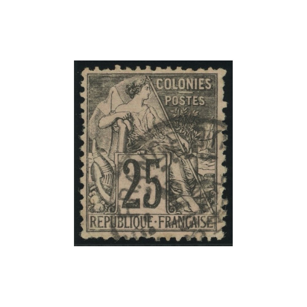 Alphée Dubois YT 54 - 25 c. noir s. rose - Oblitere cote 4,5 euro