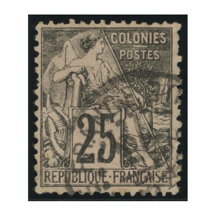 Alphée Dubois YT 54 - 25 c. noir s. rose - Oblitere cote 4,5 euro