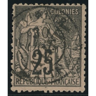 Alphée Dubois YT 54 - 25 c. noir s. rose - Oblitere cote 4,5 euro