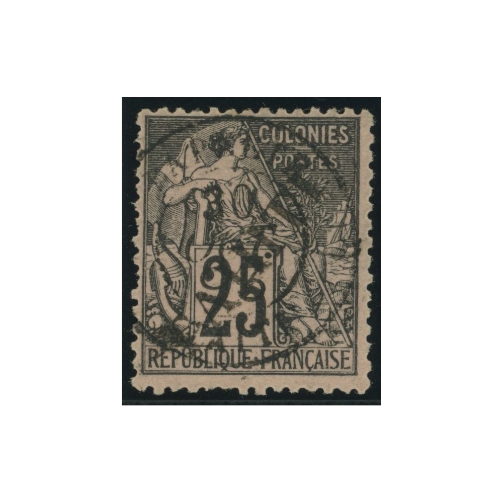 Alphée Dubois YT 54 - 25 c. noir s. rose - Oblitere cote 4,5 euro