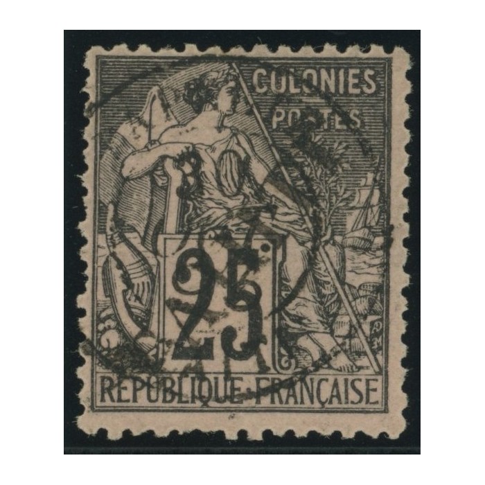 Alphée Dubois YT 54 - 25 c. noir s. rose - Oblitere cote 4,5 euro