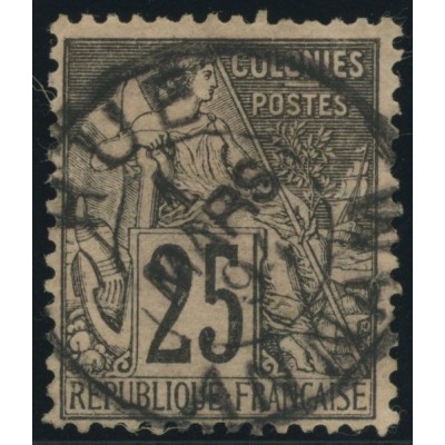 Alphée Dubois YT 54 - 25 c. noir s. rose - Oblitere cote 4,5 euro