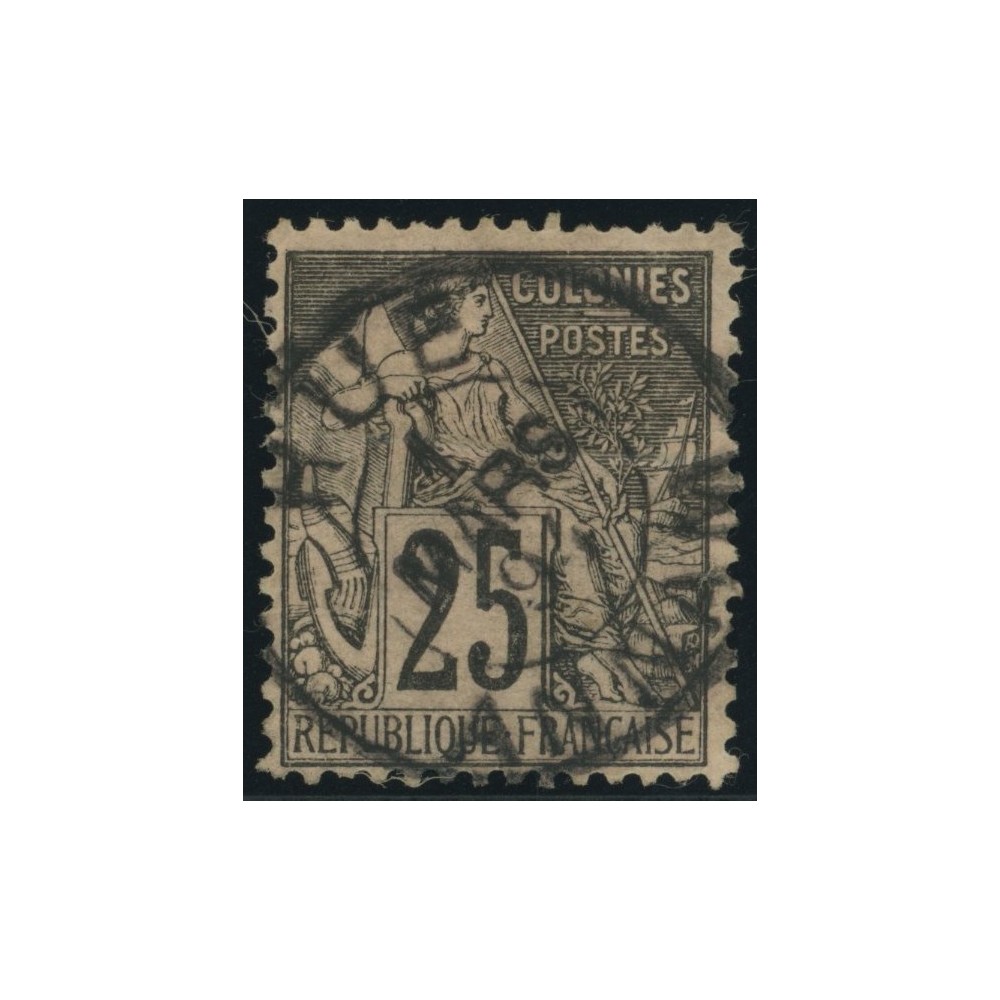 Alphée Dubois YT 54 - 25 c. noir s. rose - Oblitere cote 4,5 euro