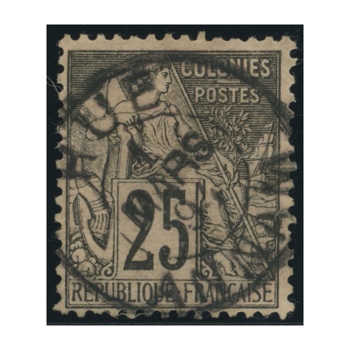 Alphée Dubois YT 54 - 25 c. noir s. rose - Oblitere cote 4,5 euro