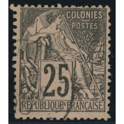 Alphée Dubois YT 54 - 25 c. noir s. rose - Oblitere cote 4,5 euro