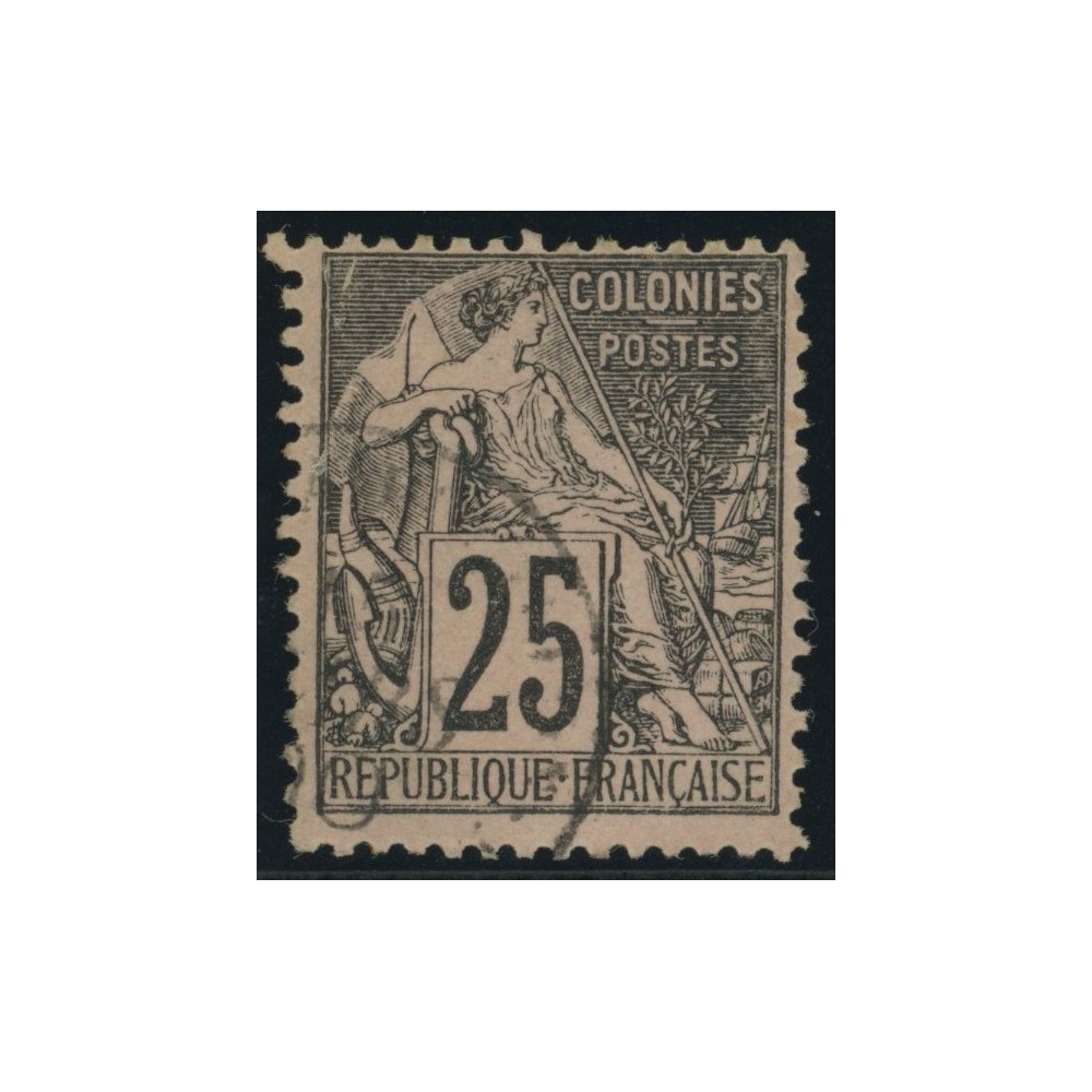 Alphée Dubois YT 54 - 25 c. noir s. rose - Oblitere cote 4,5 euro