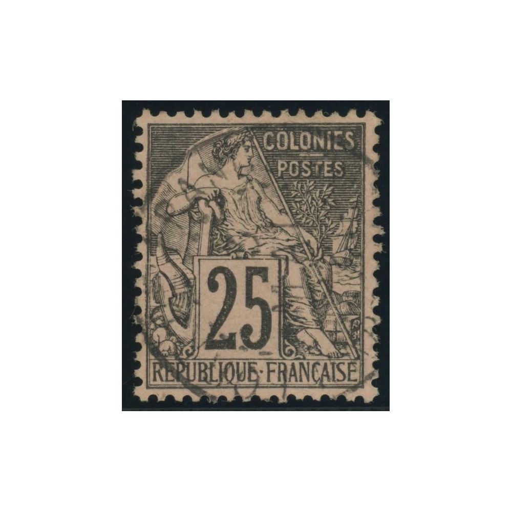 Alphée Dubois YT 54 - 25 c. noir s. rose - Oblitere cote 4,5 euro