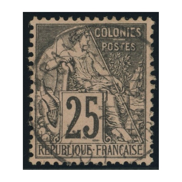 Alphée Dubois YT 54 - 25 c. noir s. rose - Oblitere cote 4,5 euro