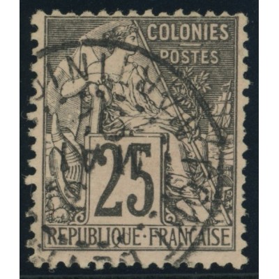 Alphée Dubois YT 54 - 25 c. noir s. rose - Oblitere cote 4,5 euro