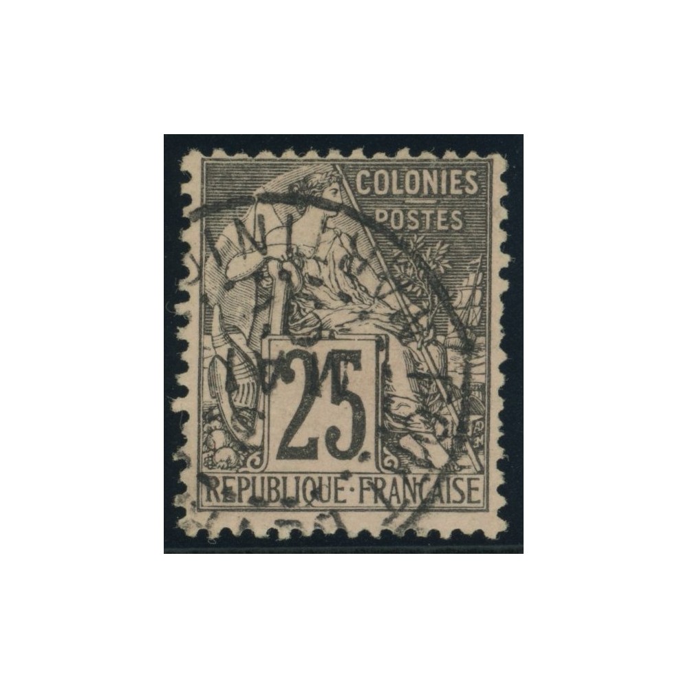 Alphée Dubois YT 54 - 25 c. noir s. rose - Oblitere cote 4,5 euro