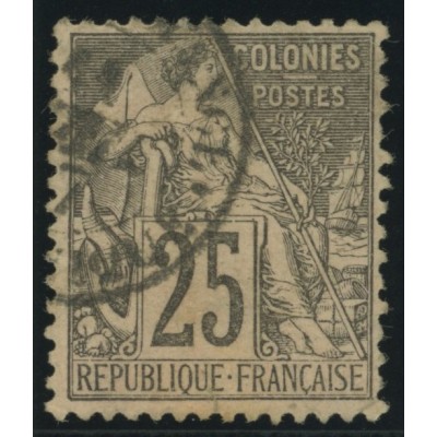 Alphée Dubois YT 54 - 25 c. noir s. rose - Oblitere cote 4,5 euro