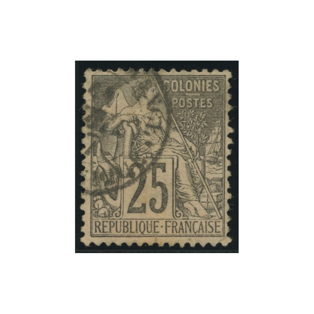 Alphée Dubois YT 54 - 25 c. noir s. rose - Oblitere cote 4,5 euro