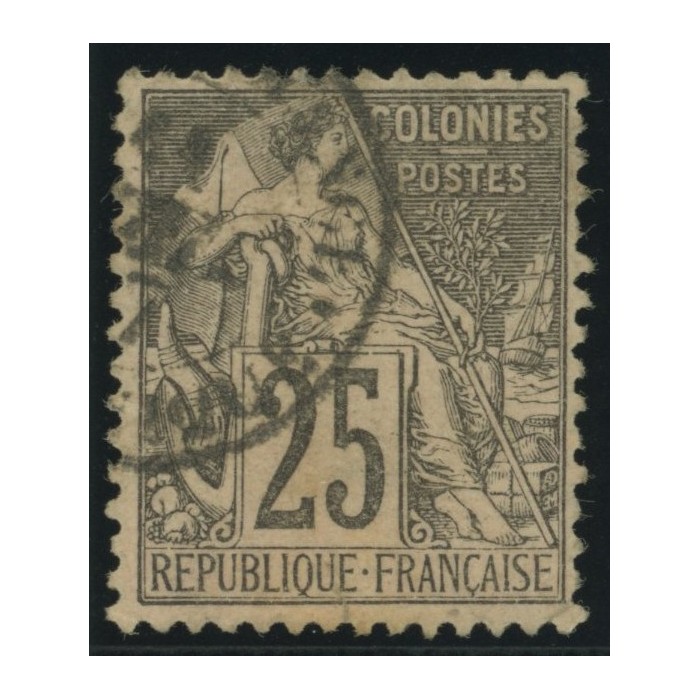 Alphée Dubois YT 54 - 25 c. noir s. rose - Oblitere cote 4,5 euro