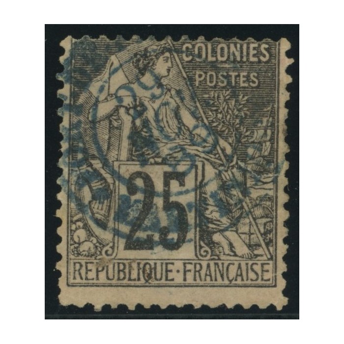 Alphée Dubois YT 54 - 25 c. noir s. rose - Oblitere cote 4,5 euro