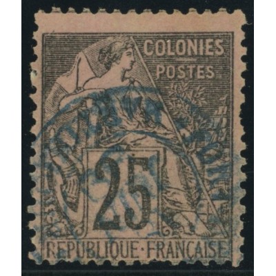 Alphée Dubois YT 54 - 25 c. noir s. rose - Oblitere cote 4,5 euro