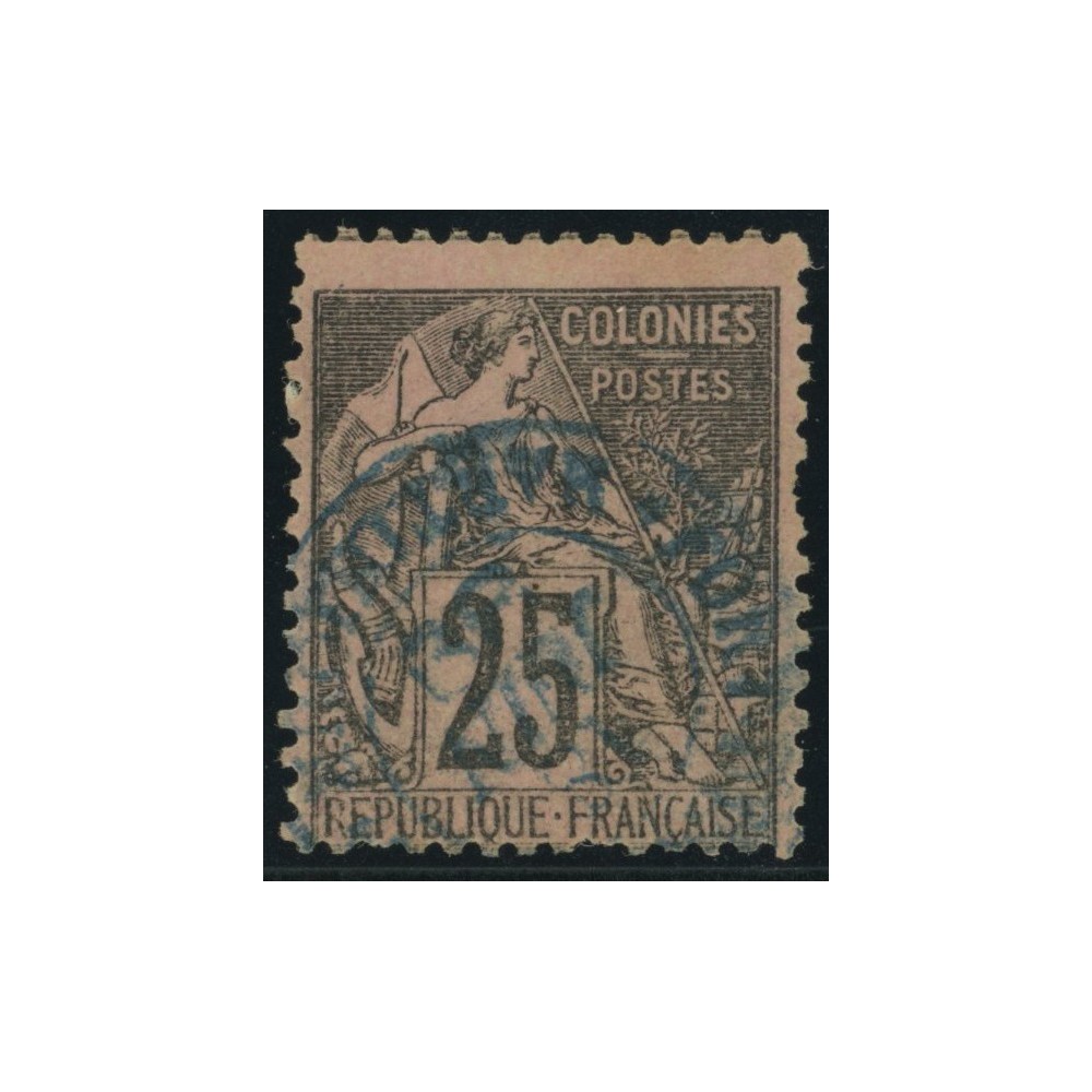 Alphée Dubois YT 54 - 25 c. noir s. rose - Oblitere cote 4,5 euro