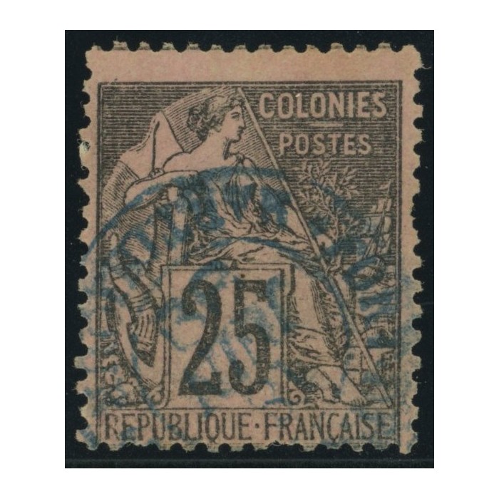 Alphée Dubois YT 54 - 25 c. noir s. rose - Oblitere cote 4,5 euro