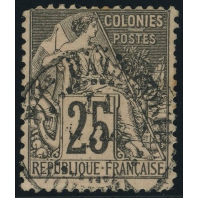 Alphée Dubois YT 54 - 25 c. noir s. rose - Oblitere cote 4,5 euro