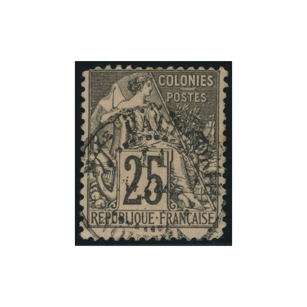 Alphée Dubois YT 54 - 25 c. noir s. rose - Oblitere cote 4,5 euro