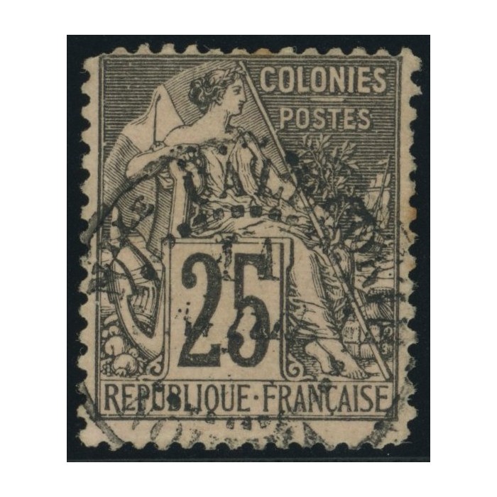 Alphée Dubois YT 54 - 25 c. noir s. rose - Oblitere cote 4,5 euro