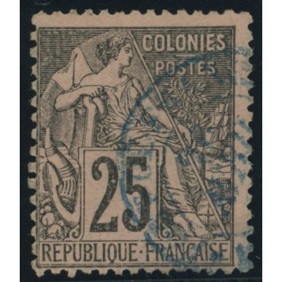 Alphée Dubois YT 54 - 25 c. noir s. rose - Oblitere cote 4,5 euro