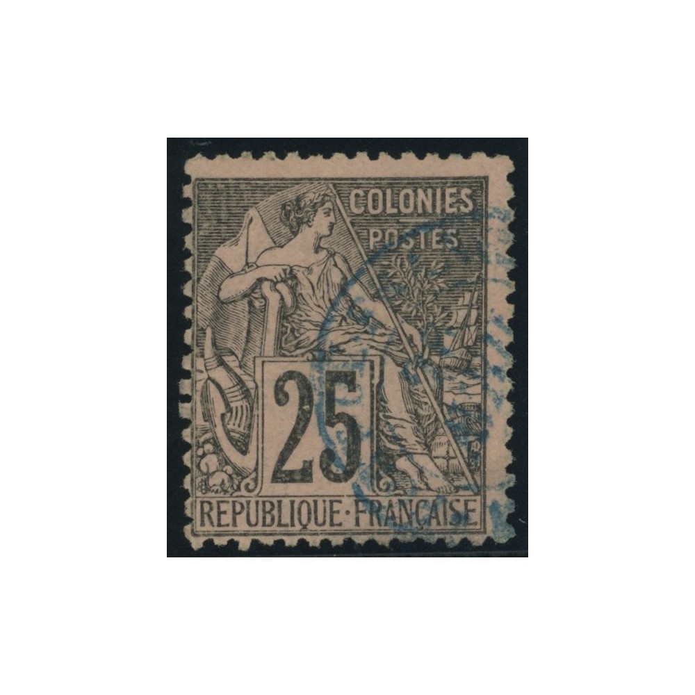 Alphée Dubois YT 54 - 25 c. noir s. rose - Oblitere cote 4,5 euro