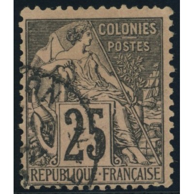 Alphée Dubois YT 54 - 25 c. noir s. rose - Oblitere cote 4,5 euro