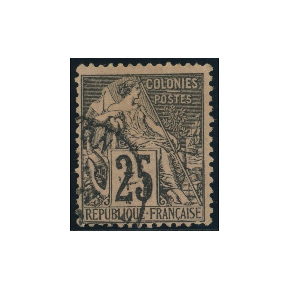 Alphée Dubois YT 54 - 25 c. noir s. rose - Oblitere cote 4,5 euro