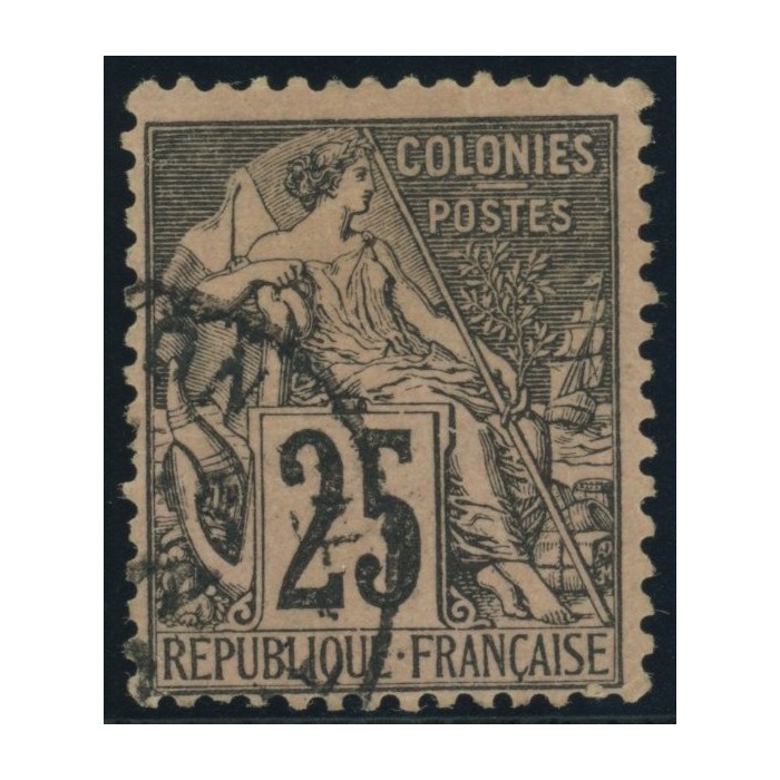 Alphée Dubois YT 54 - 25 c. noir s. rose - Oblitere cote 4,5 euro