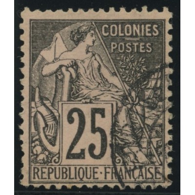 Alphée Dubois YT 54 - 25 c. noir s. rose - Oblitere cote 4,5 euro